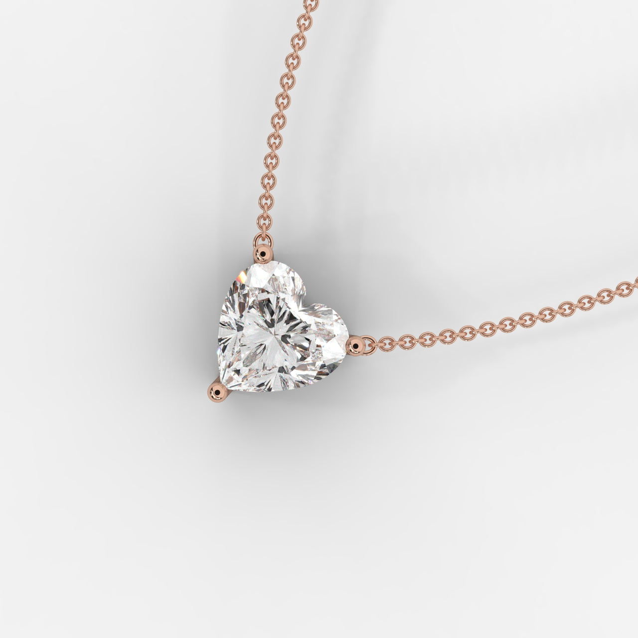 Emma Solitaire Pendant With 18" Adjustable Chain - Heart