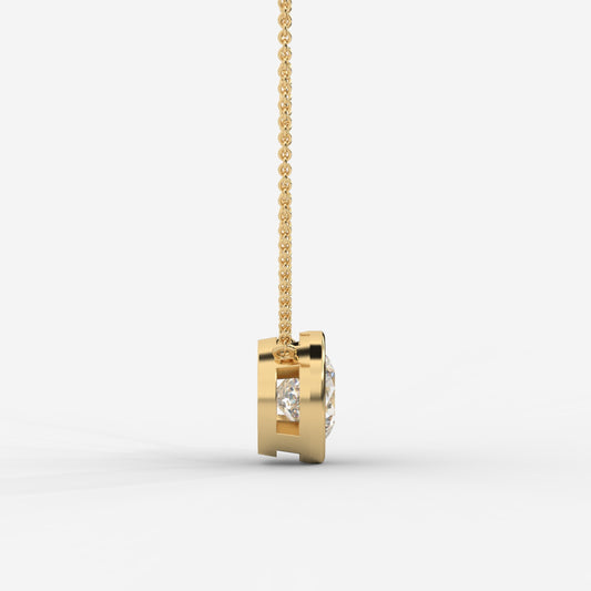 Avery Solitaire Pendant With 18" Adjustable Chain - Round