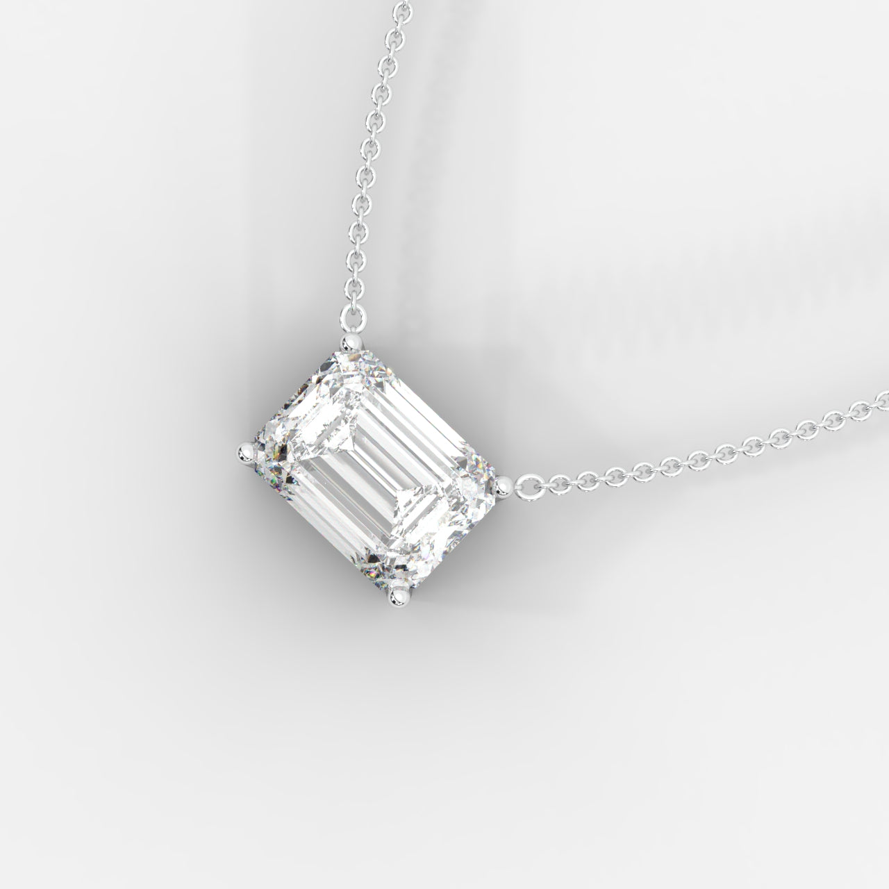 Avery Emerald Solitaire Pendant Necklace 1ctW
