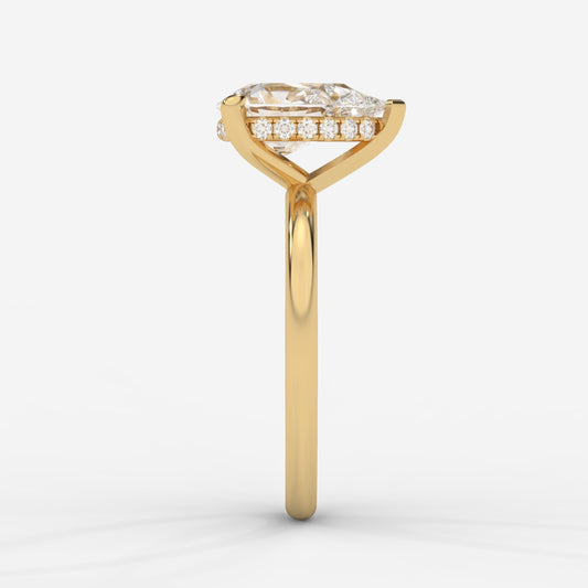 Talia Solitaire Ring With Hidden Halo - Pear