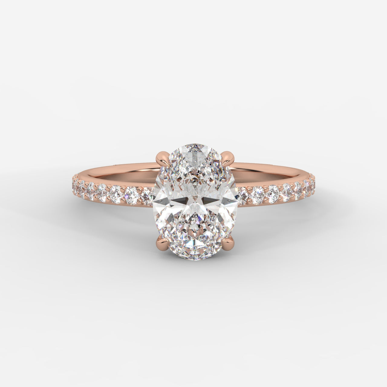 Lindsey Pavé Solitaire Ring - Oval