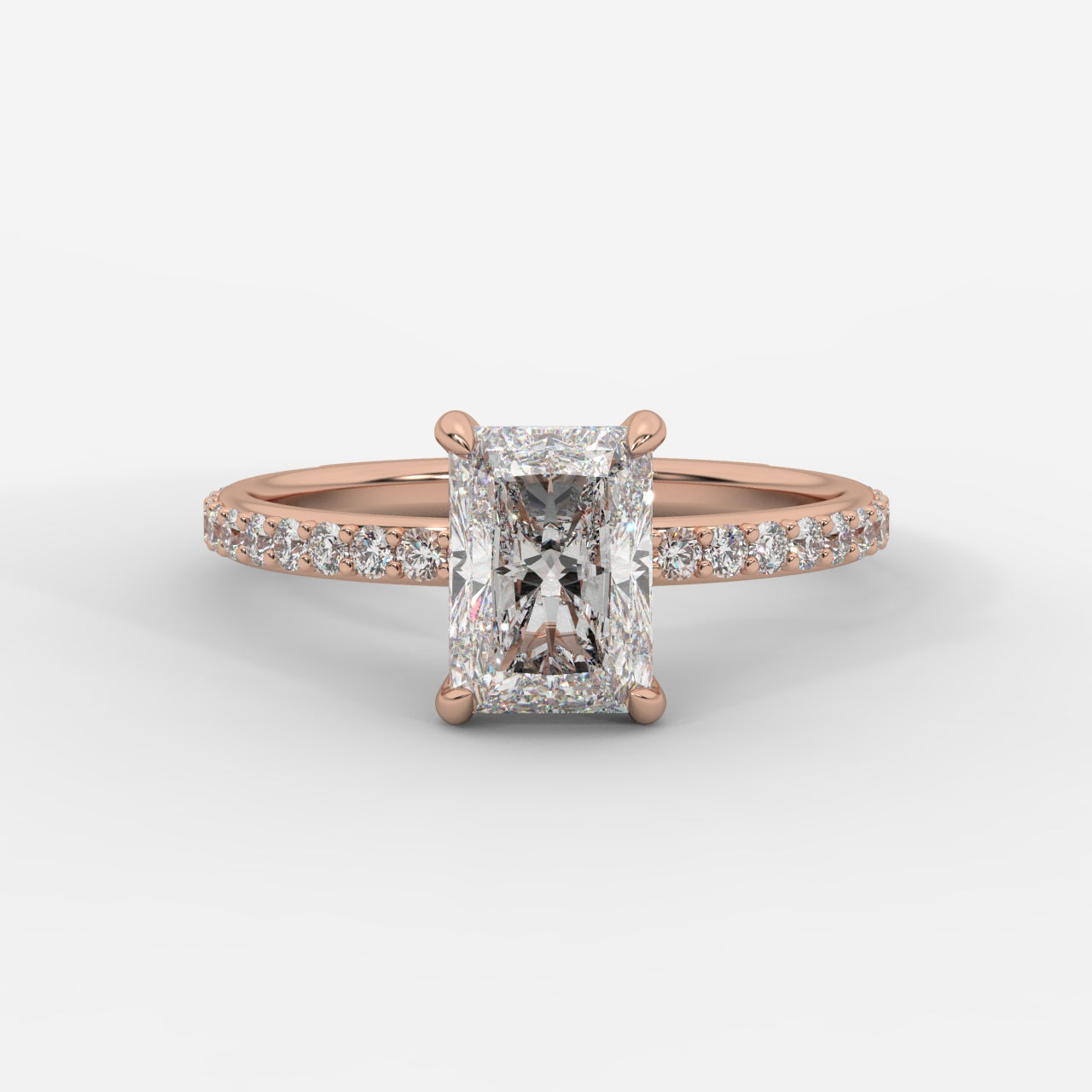 Lindsey Pavé Solitaire Ring - Radiant