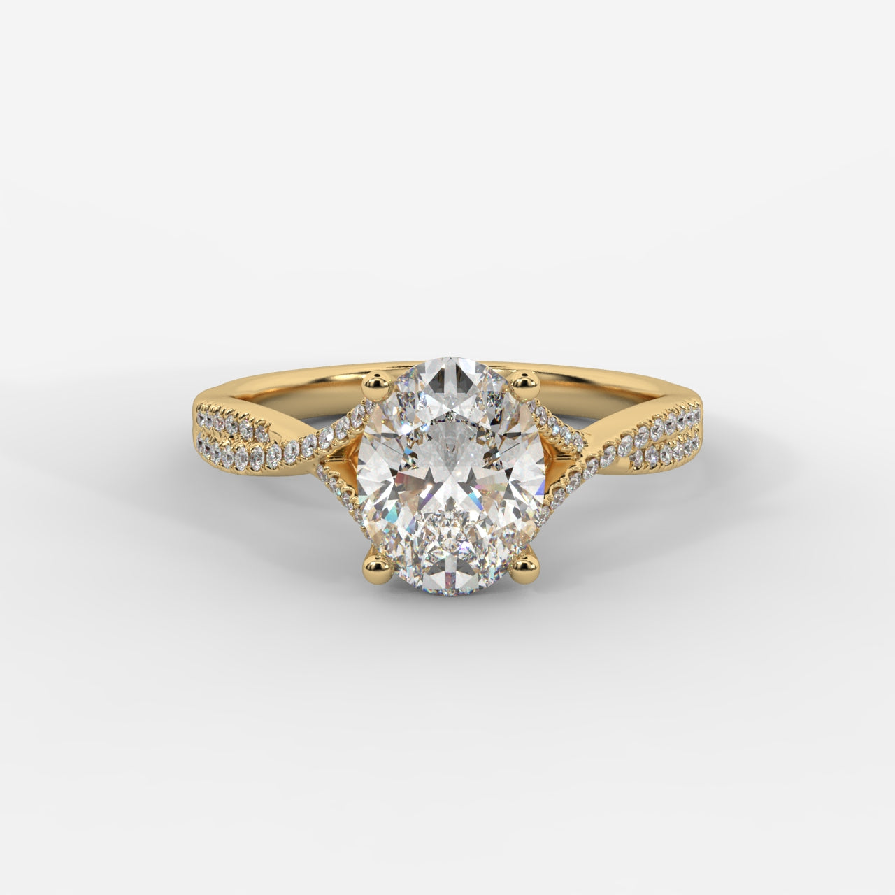 Florence Pavé Split Shank Diamond Ring – Oval