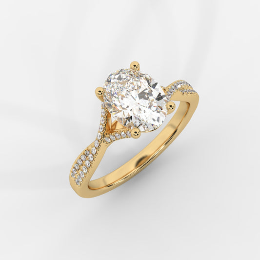 Florence Pavé Split Shank Diamond Ring – Oval