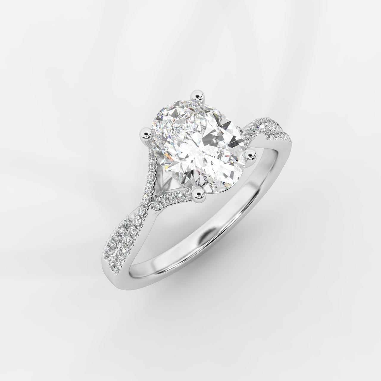 Florence Pavé Split Shank Diamond Ring – Oval