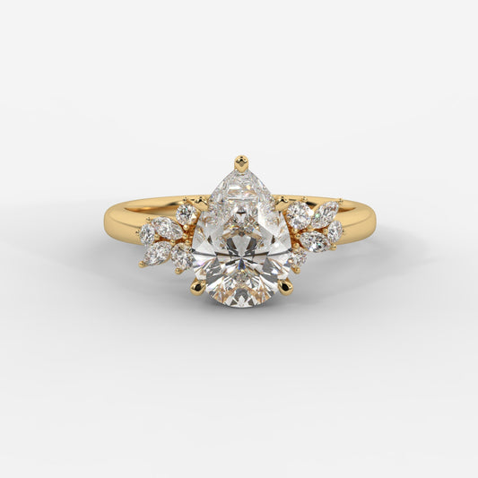 Sylvie Floral Cluster Diamond Ring - Pear