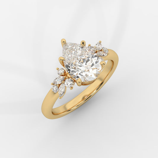 Sylvie Floral Cluster Diamond Ring - Pear