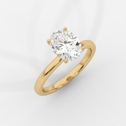 Camille Solitaire Diamond Ring With Hidden Halo - Oval