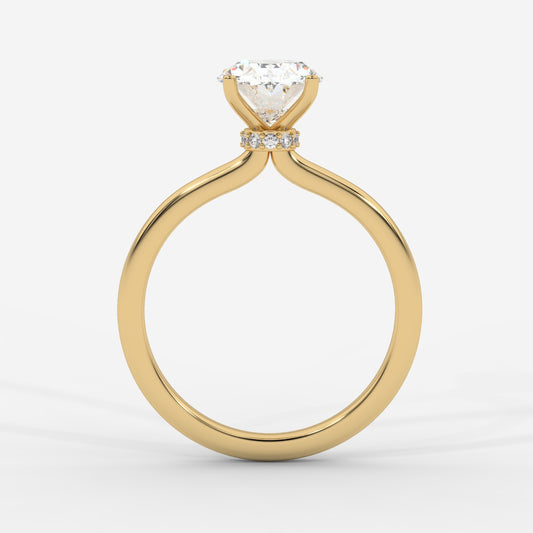 Camille Solitaire Diamond Ring With Hidden Halo - Oval