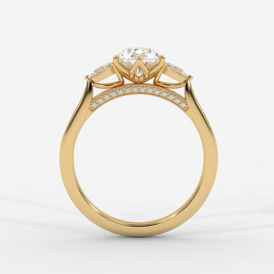 Stephanie Three Stone Diamond Ring - Pear