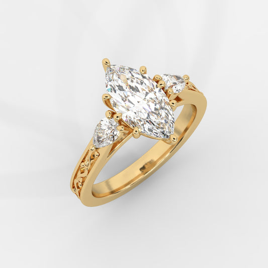 Grace Marquise Three-Stone Ring - Marquise
