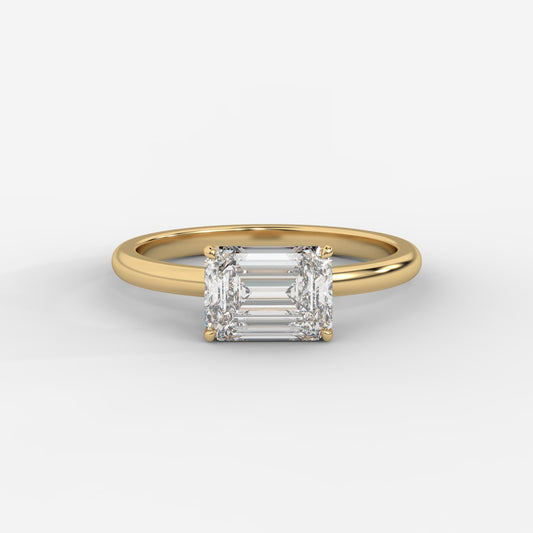 Aria Brilliant East West Solitaire Ring - Emerald