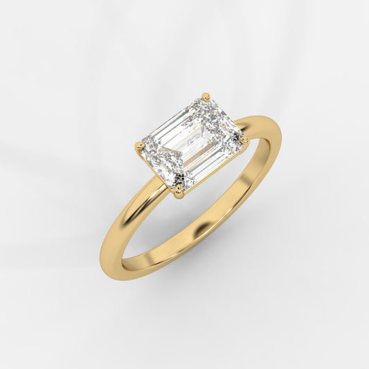 Aria Brilliant East West Solitaire Ring - Emerald