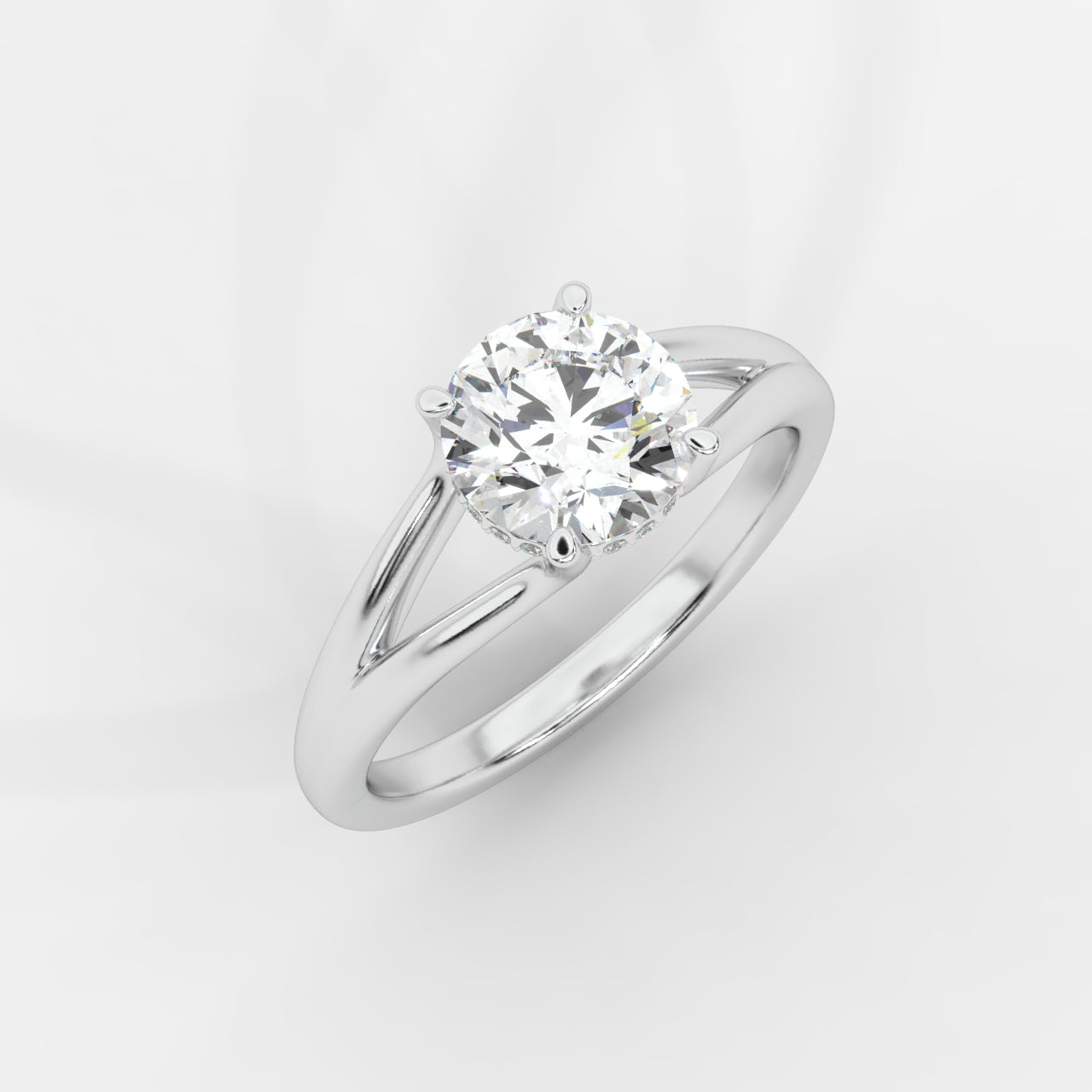 Serena Split Shank Hidden Halo Ring – Round