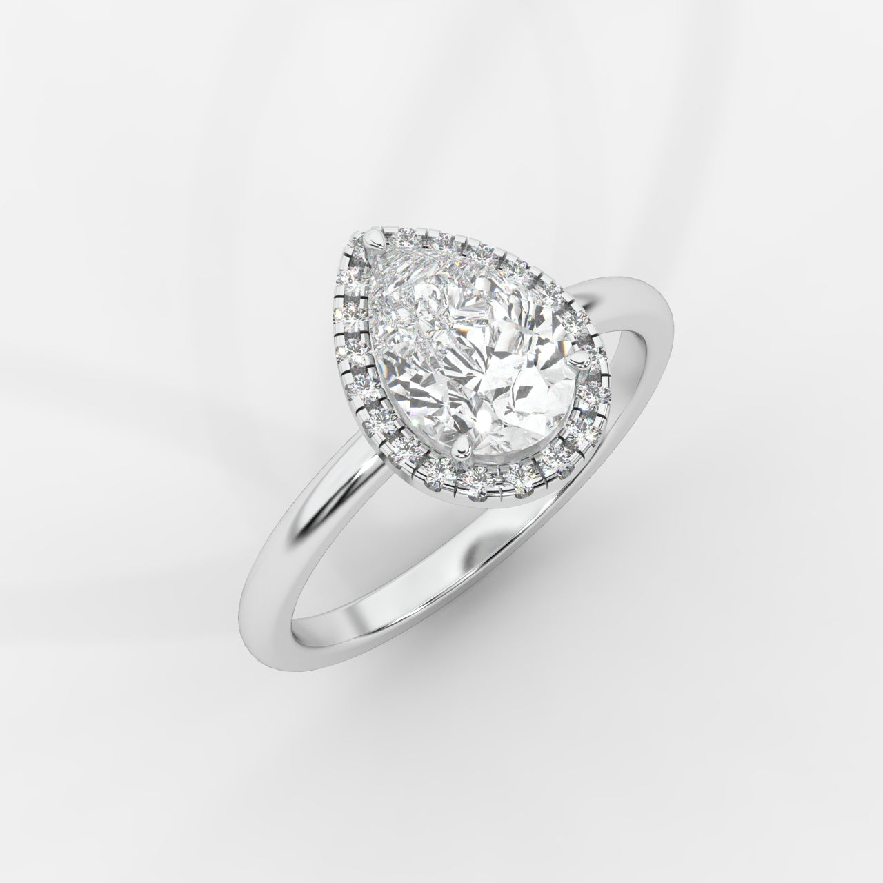 Willow Halo Engagement Ring - Pear
