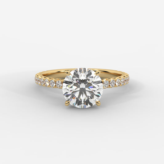 Charlotte Hidden Halo Ring with Pavé Band - Round