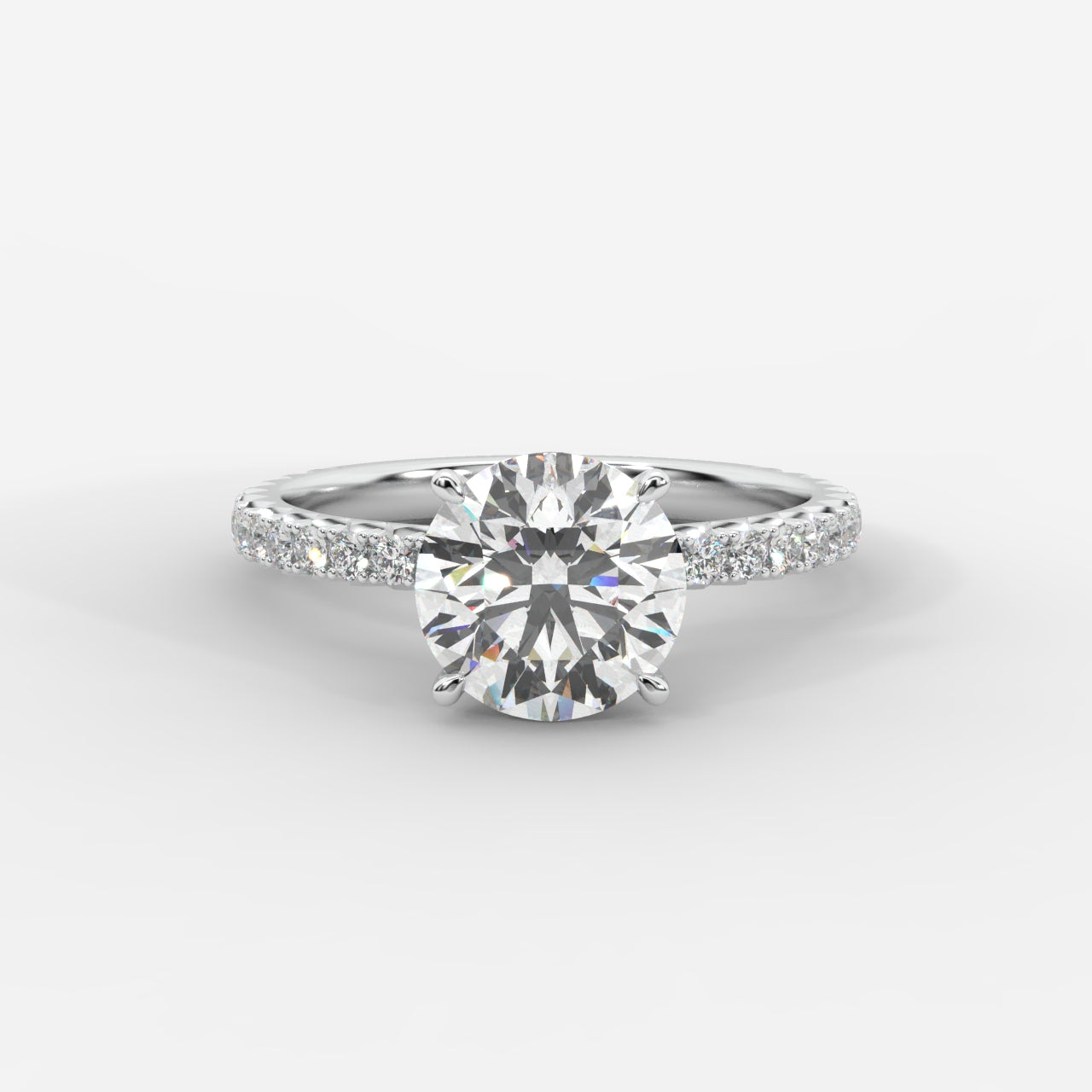 Charlotte Hidden Halo Ring with Pavé Band - Round