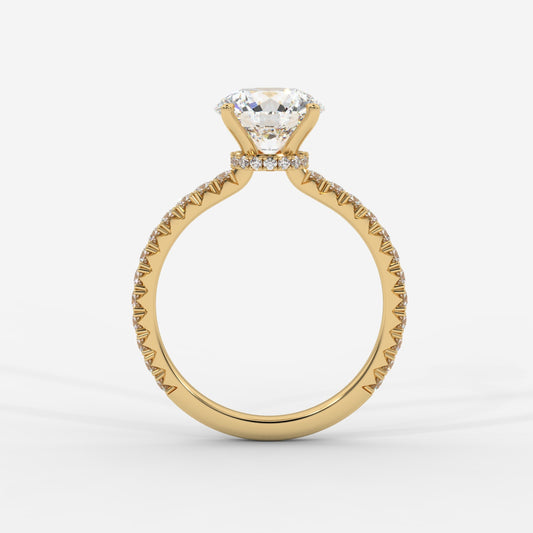 Charlotte Hidden Halo Ring with Pavé Band - Round