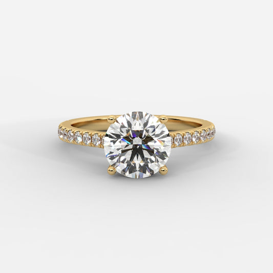 Vivienne Diamond Ring with Hidden Halo and Pavé Band - Round