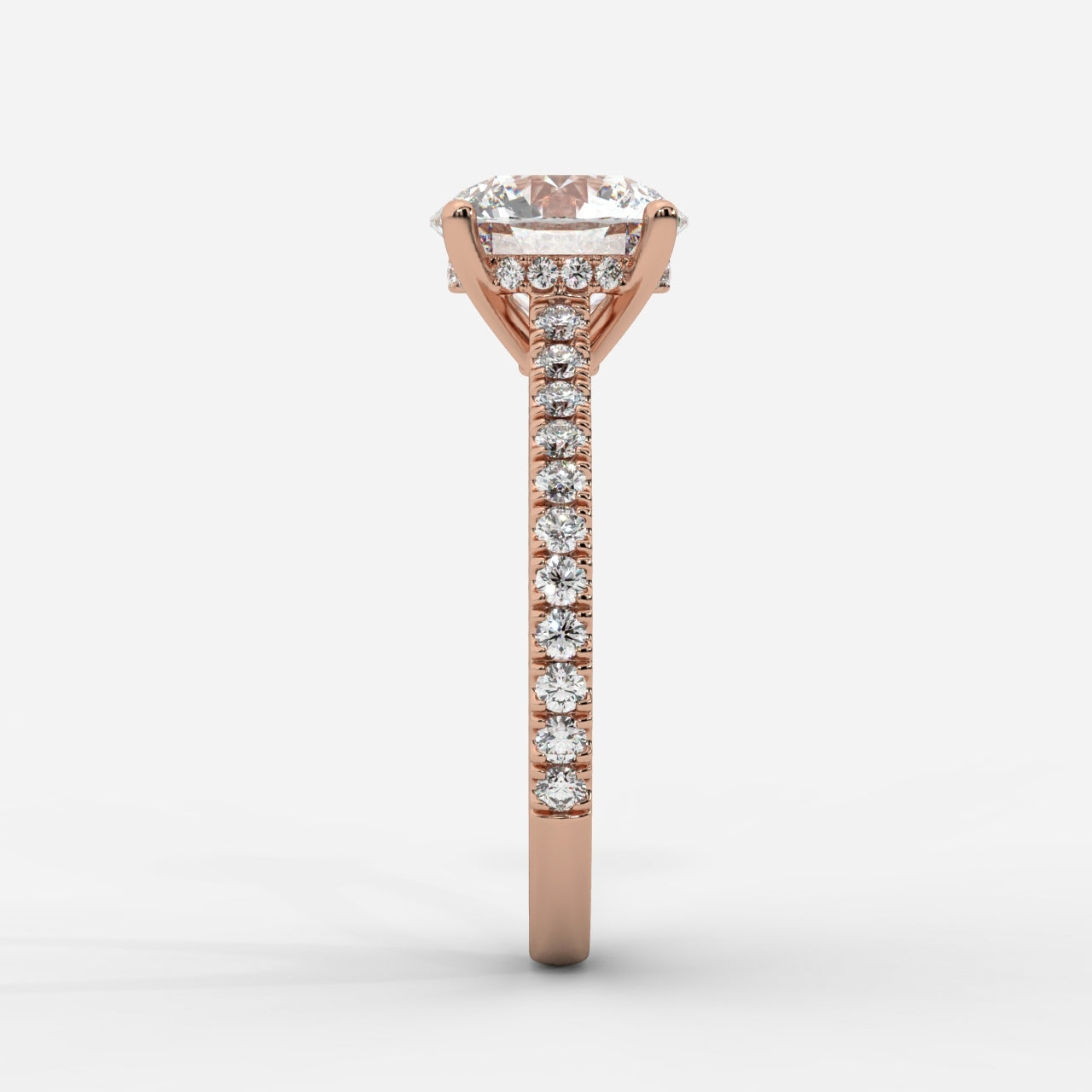 Vivienne Diamond Ring with Hidden Halo and Pavé Band - Round