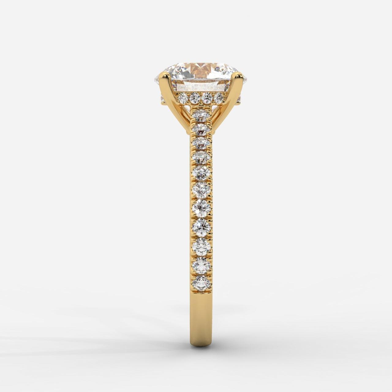 Vivienne Diamond Ring with Hidden Halo and Pavé Band - Round