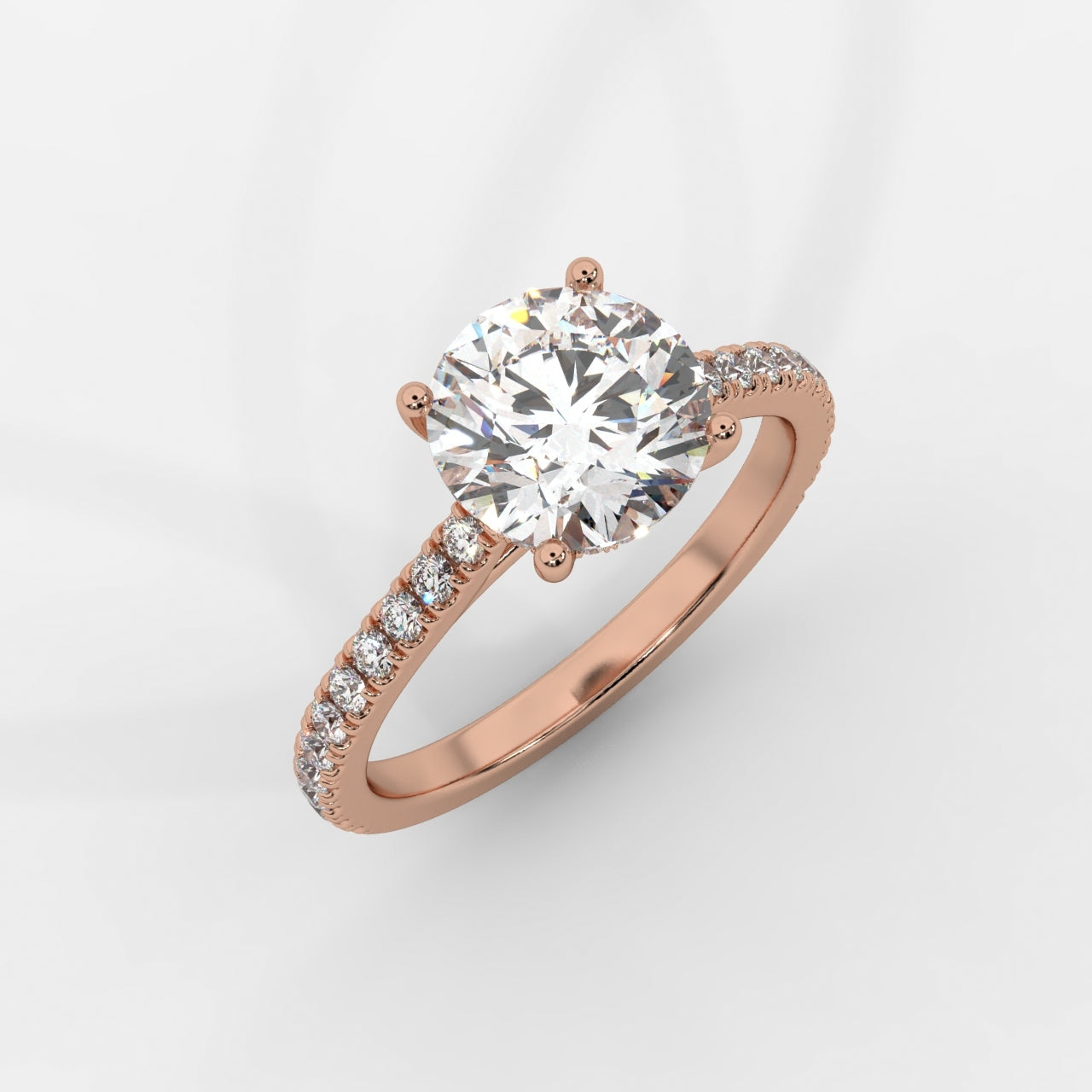 Vivienne Diamond Ring with Hidden Halo and Pavé Band - Round