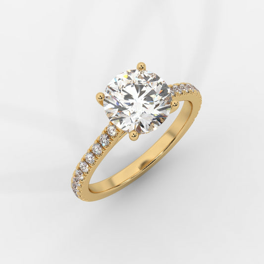 Vivienne Diamond Ring with Hidden Halo and Pavé Band - Round