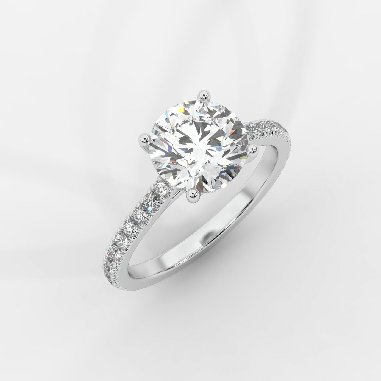 Vivienne Diamond Ring with Hidden Halo and Pavé Band - Round