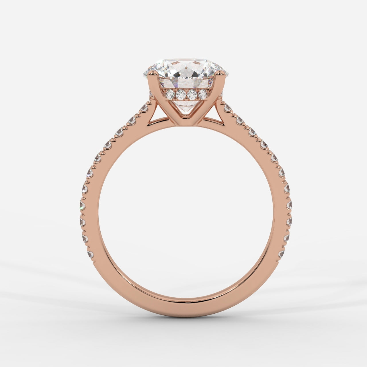 Vivienne Diamond Ring with Hidden Halo and Pavé Band - Round