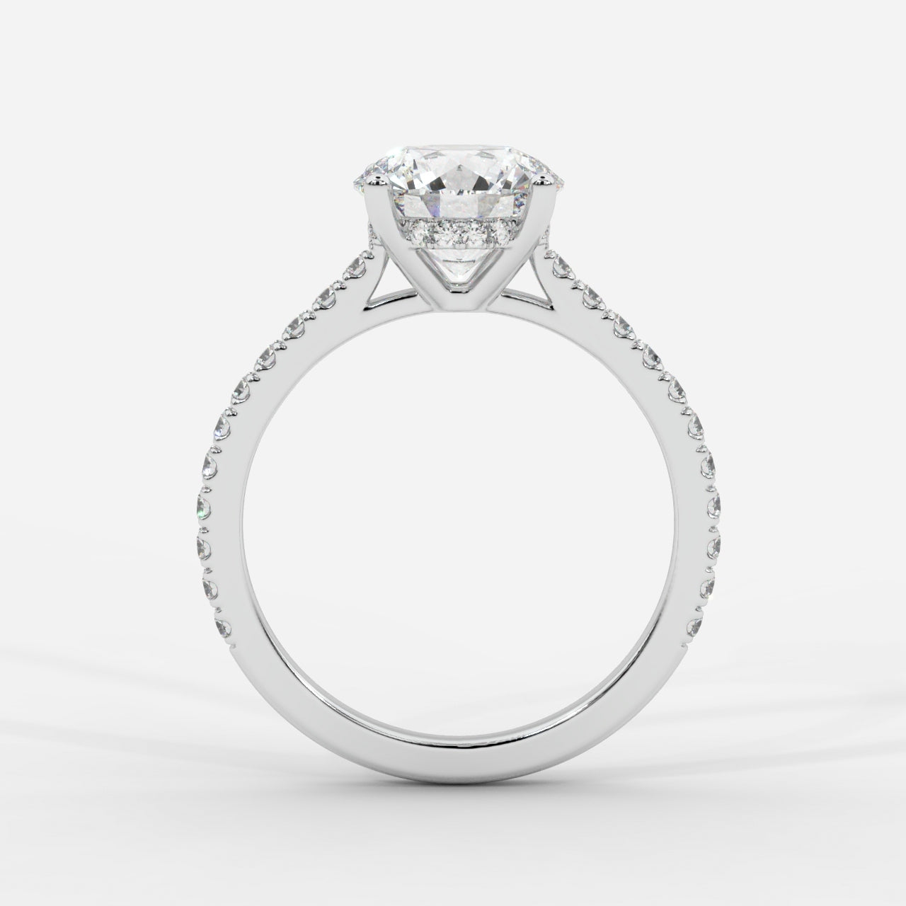 Vivienne Diamond Ring with Hidden Halo and Pavé Band - Round