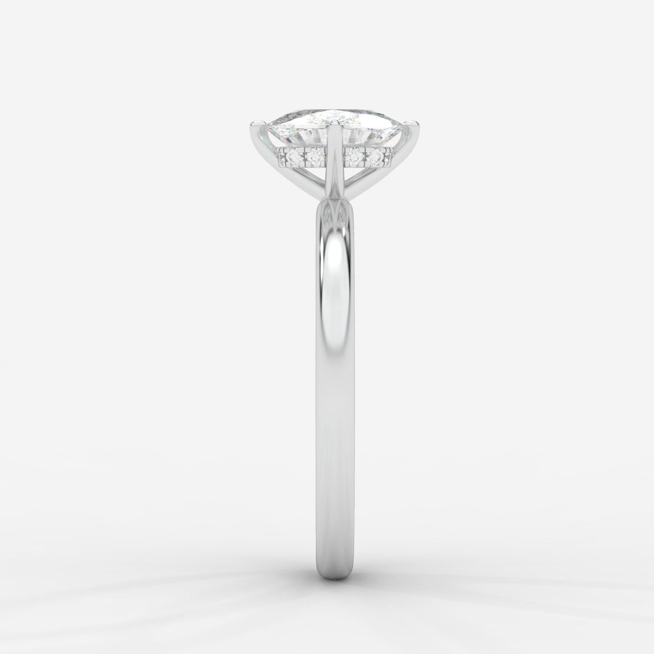 Leah Compass Solitaire Ring With Hidden Halo - Cushion