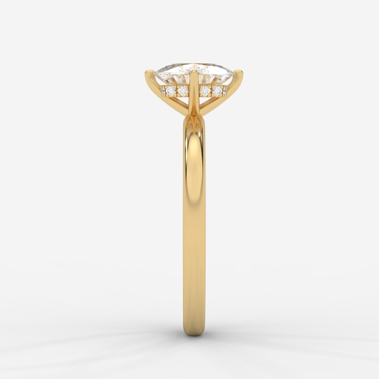 Leah Compass Solitaire Ring With Hidden Halo - Cushion