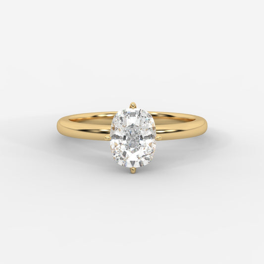 Leah Compass Solitaire Ring With Hidden Halo - Cushion