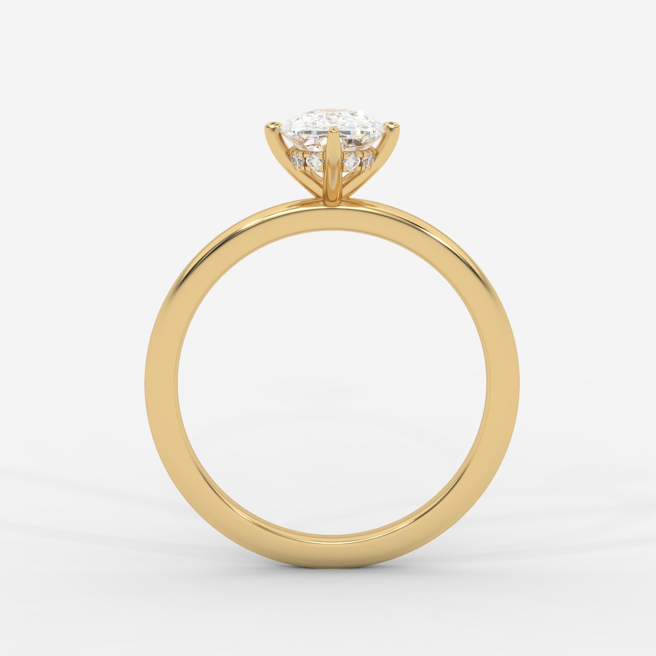 Leah Compass Solitaire Ring With Hidden Halo - Cushion
