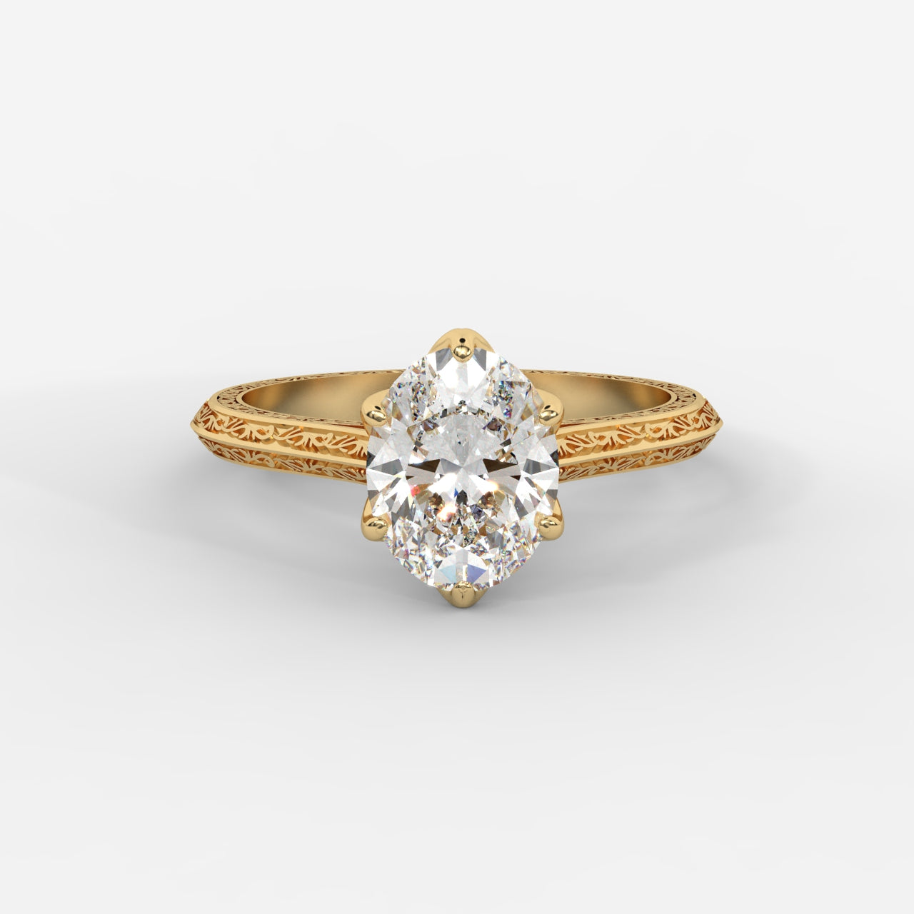 Ayesha Vintage Tulip Solitaire Ring - Oval