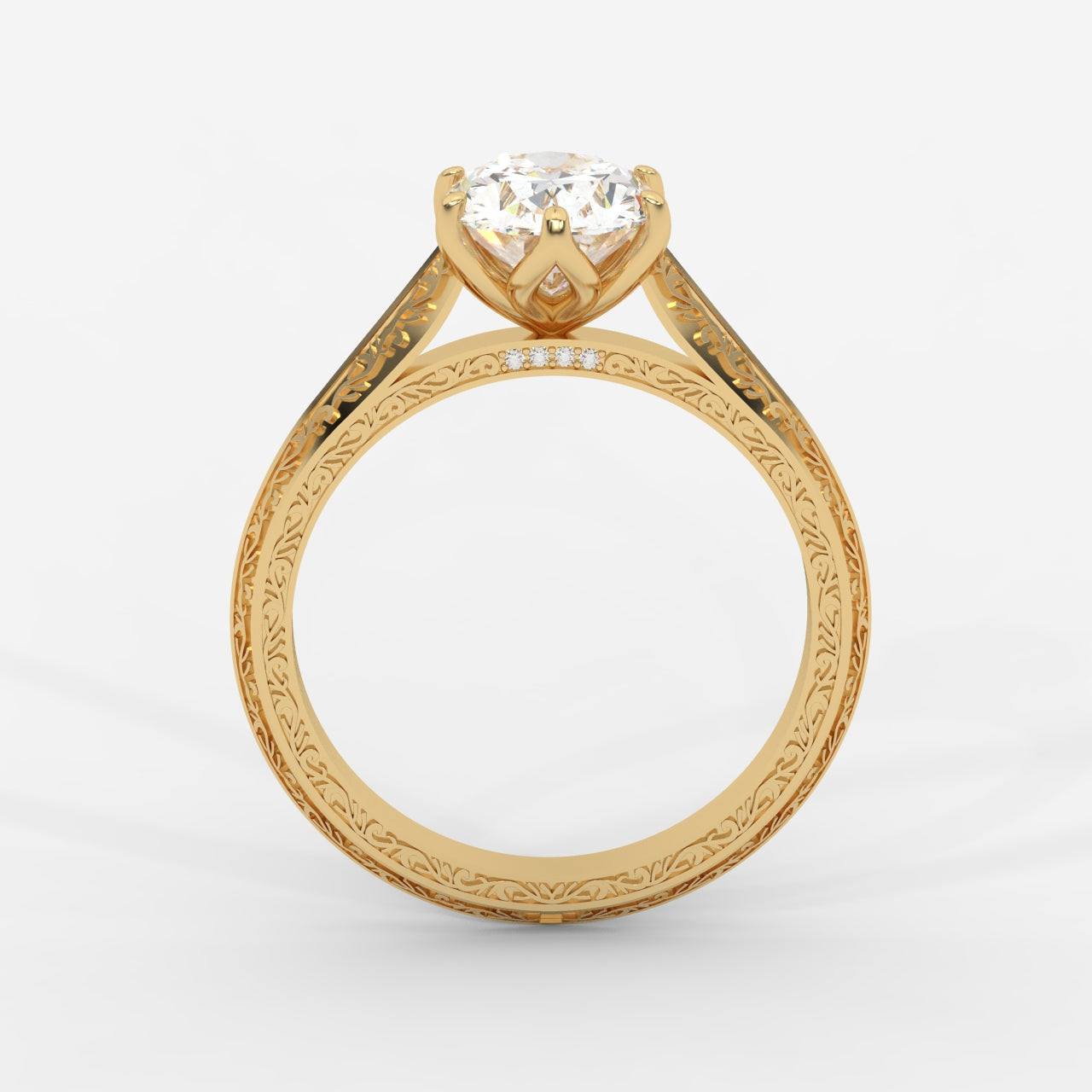 Ayesha Vintage Tulip Solitaire Ring - Oval