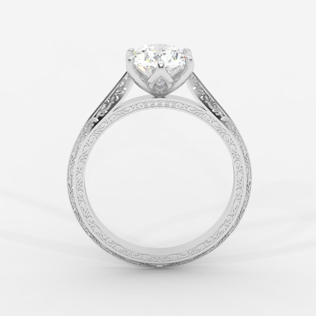 Ayesha Vintage Tulip Solitaire Ring - Oval