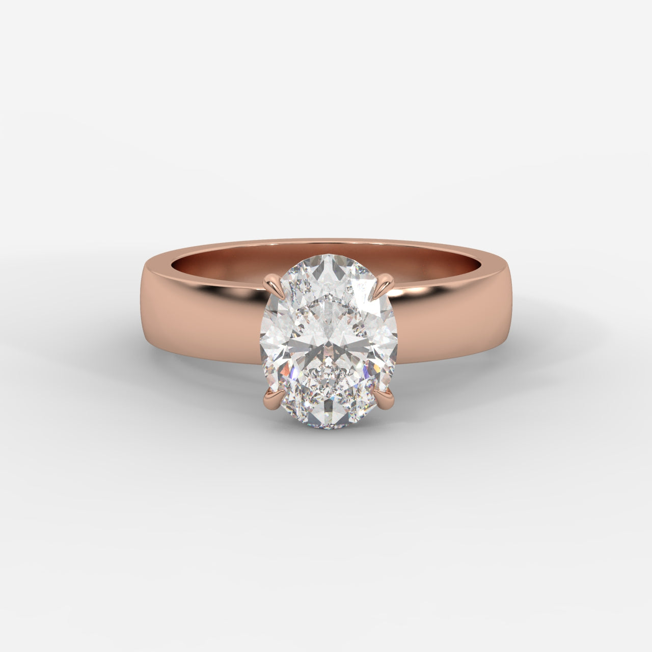 Amelia Cigar Band Solitaire Ring - Oval