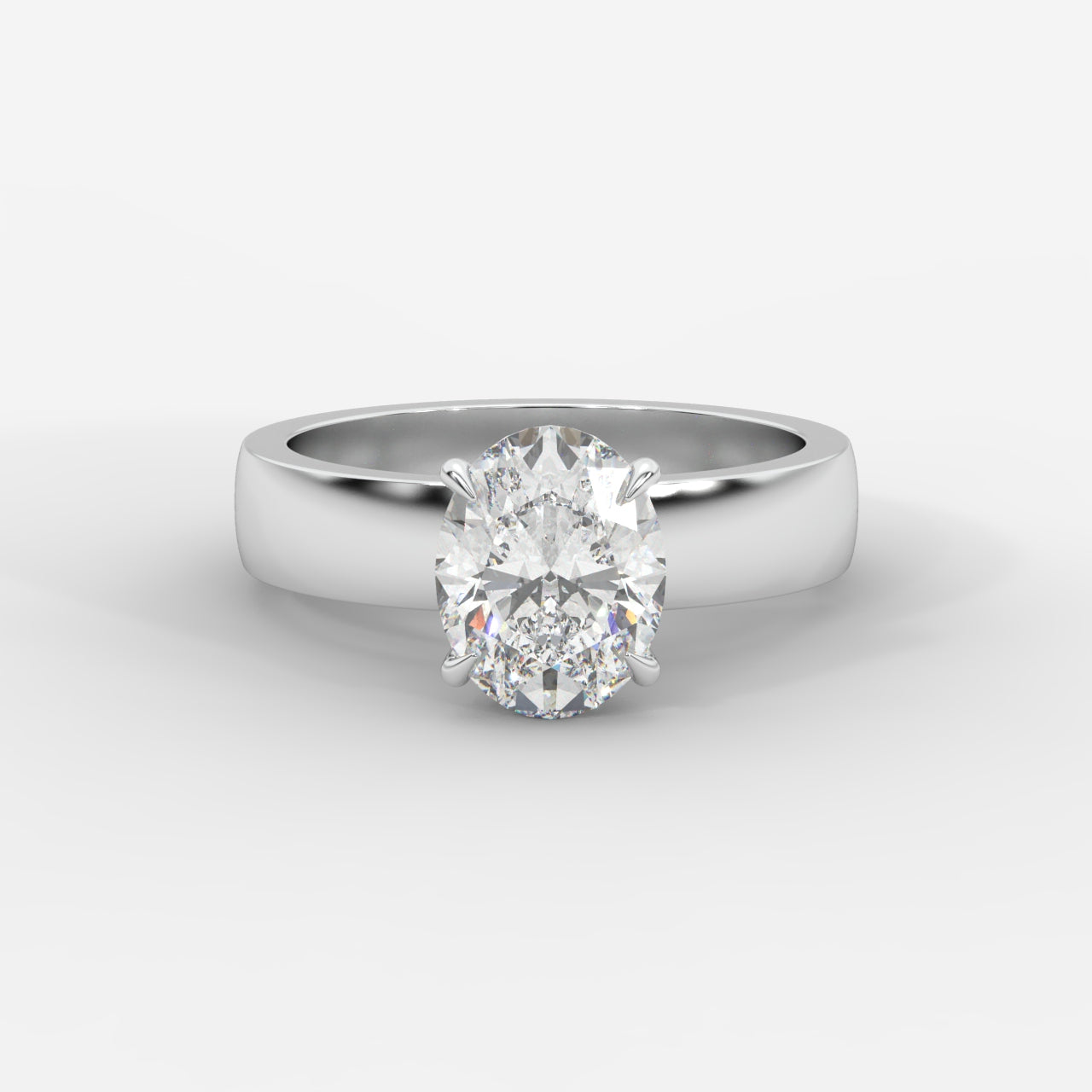 Amelia Cigar Band Solitaire Ring - Oval