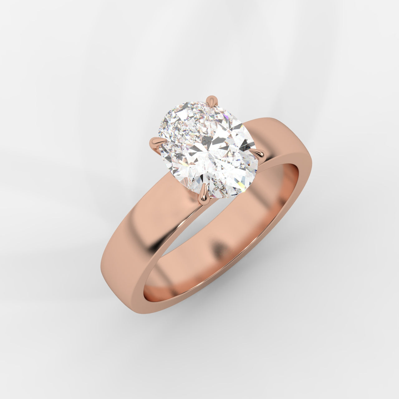 Amelia Cigar Band Solitaire Ring - Oval