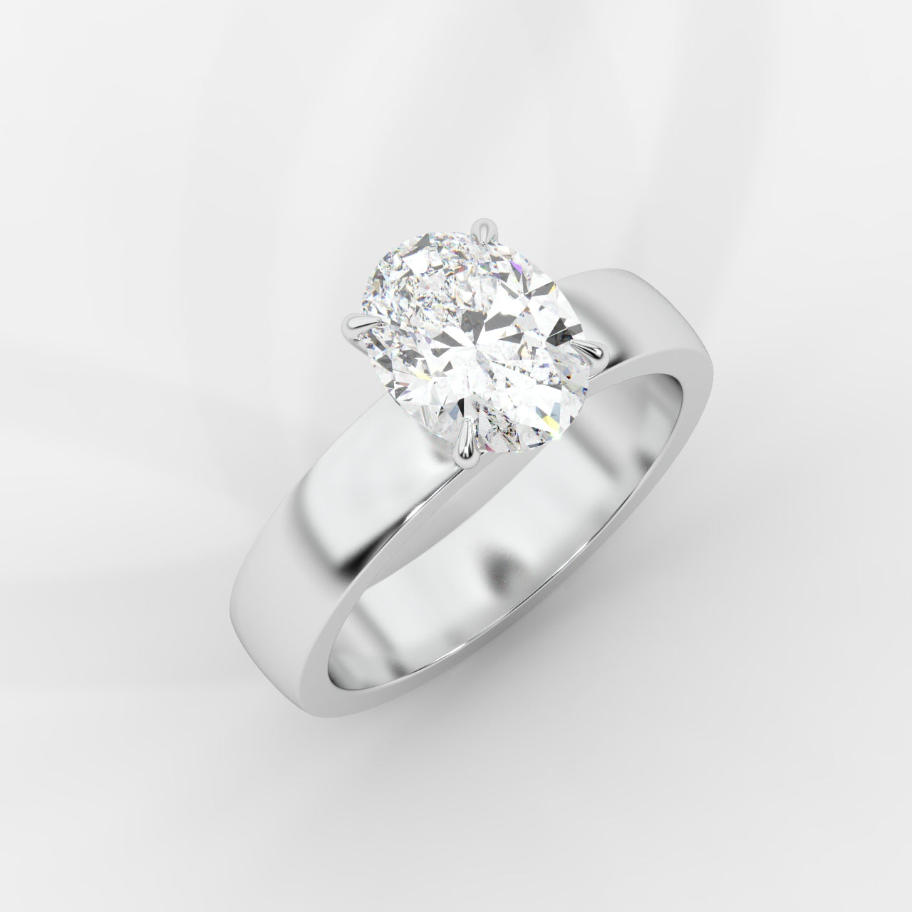 Amelia Cigar Band Solitaire Ring - Oval