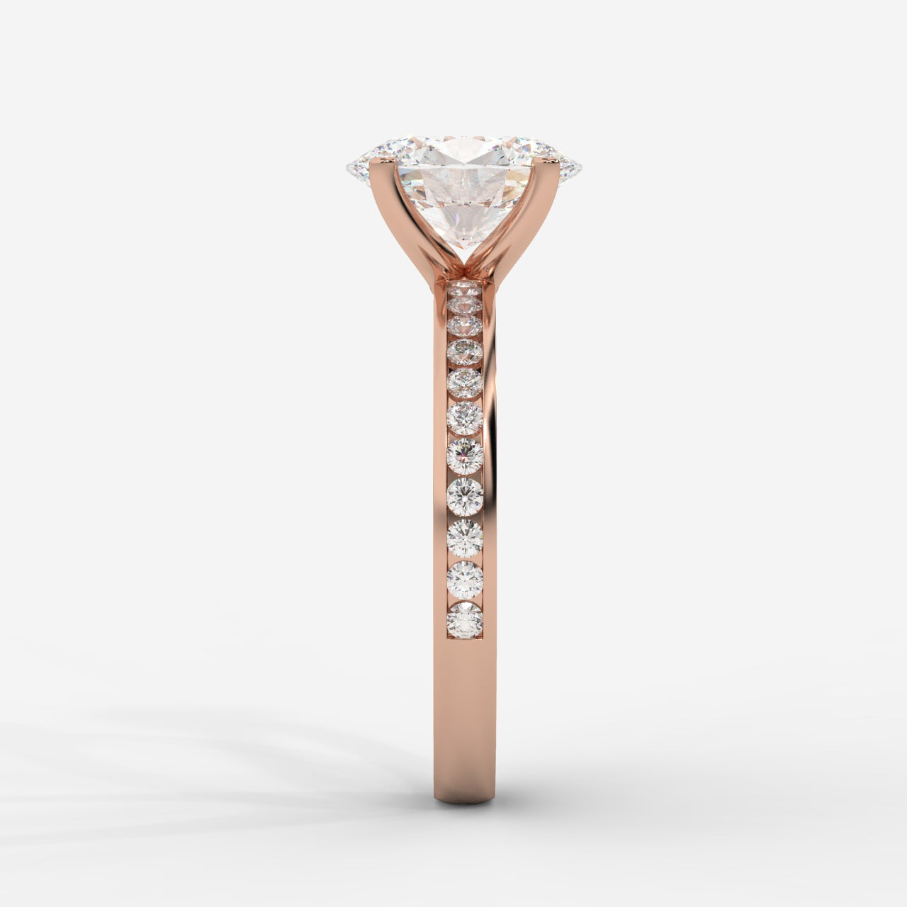 Lydia Channel-Set Solitaire Ring - Oval