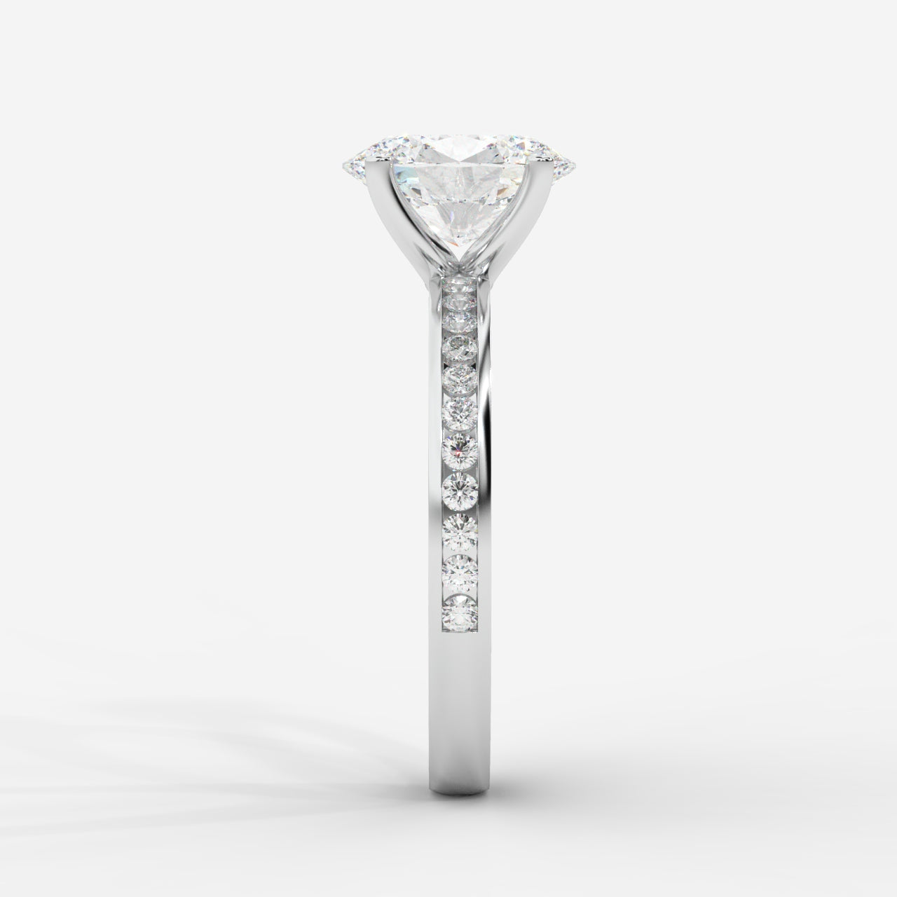 Lydia Channel-Set Solitaire Ring - Oval