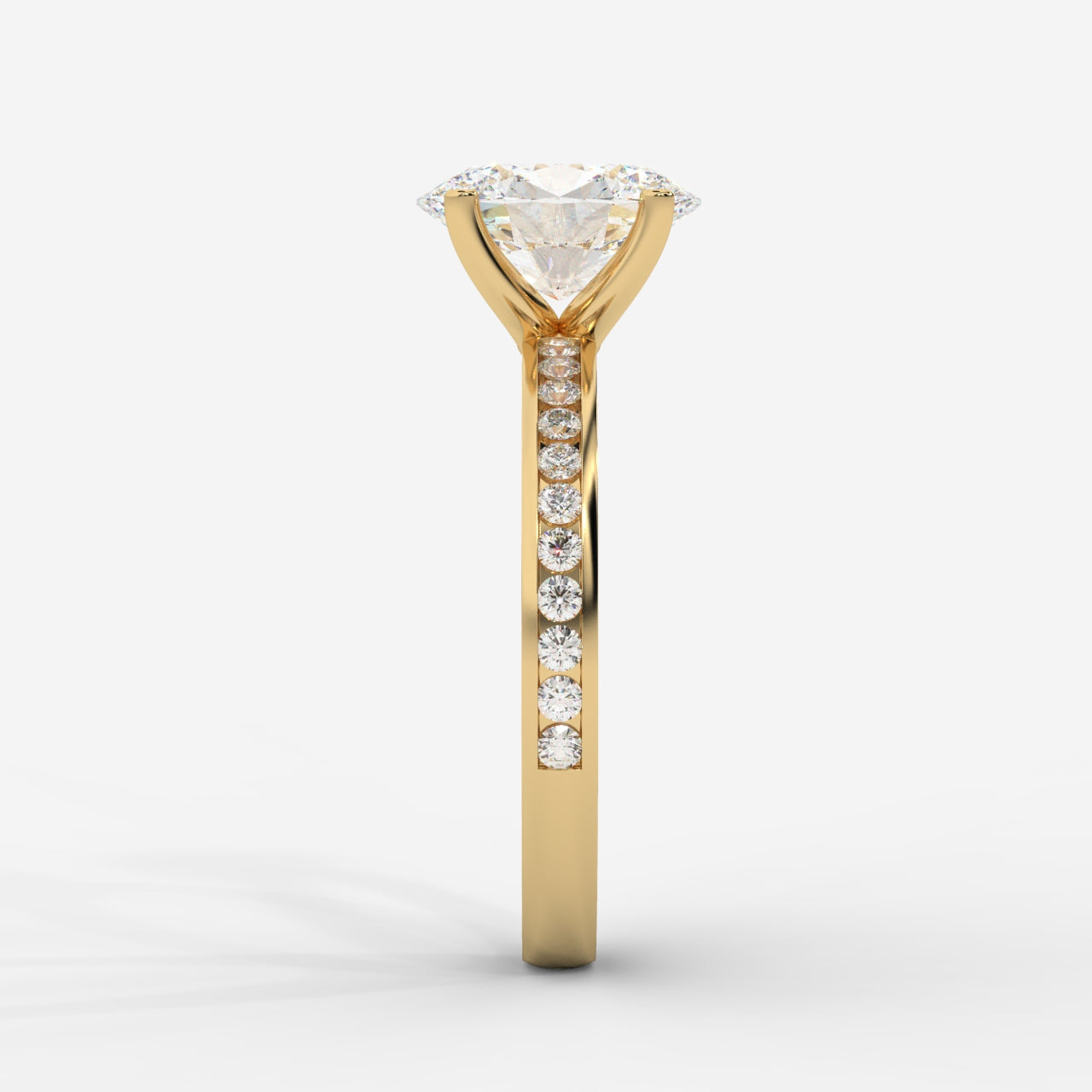 Lydia Channel-Set Solitaire Ring - Oval