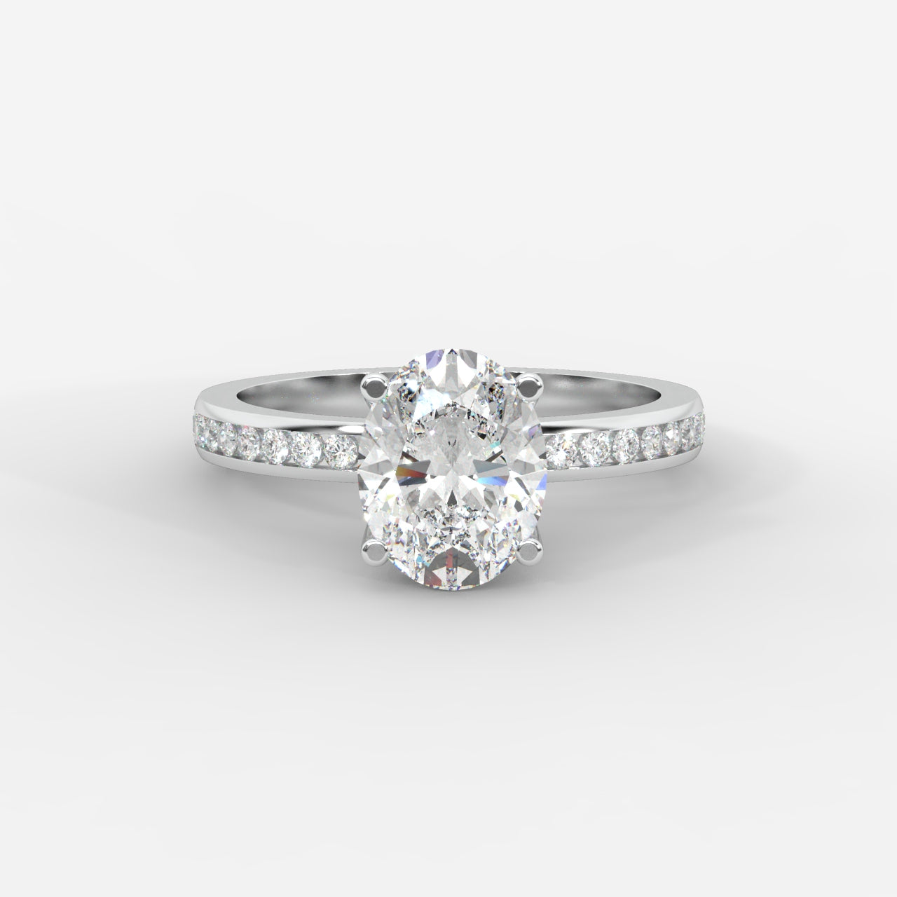 Lydia Channel-Set Solitaire Ring - Oval