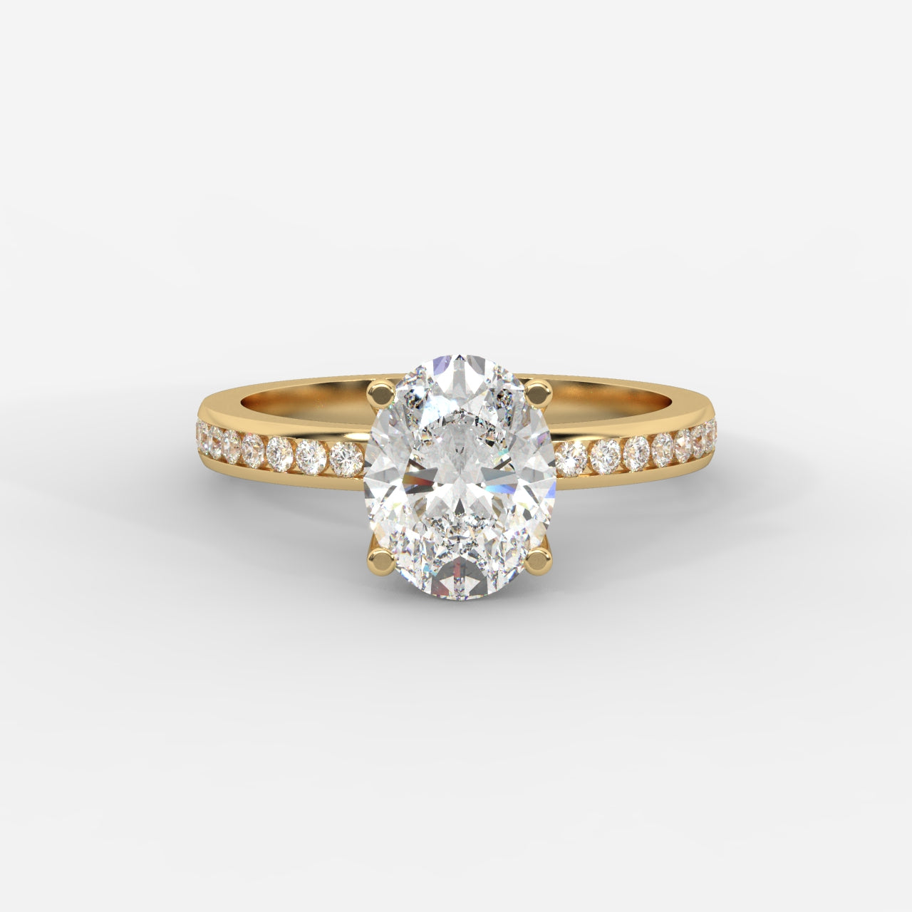 Lydia Channel-Set Solitaire Ring - Oval