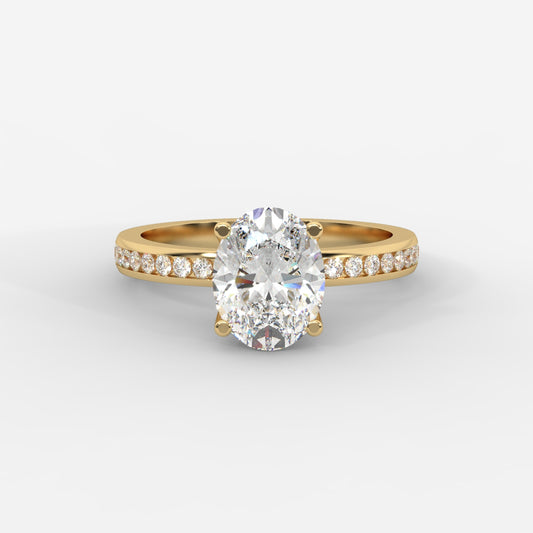 Lydia Channel-Set Solitaire Ring - Oval