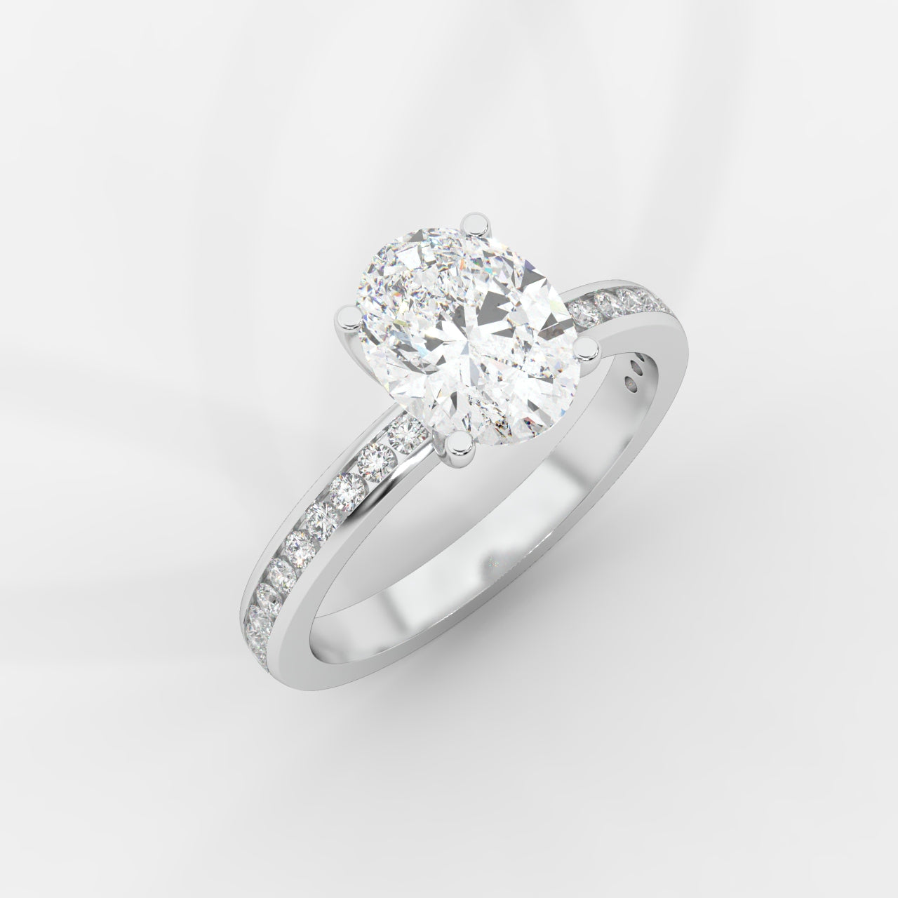 Lydia Channel-Set Solitaire Ring - Oval
