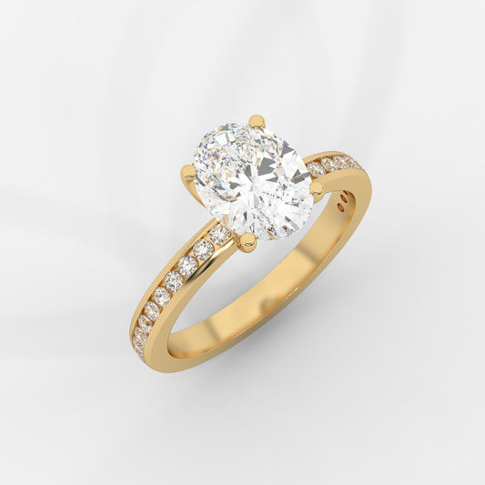 Lydia Channel-Set Solitaire Ring - Oval
