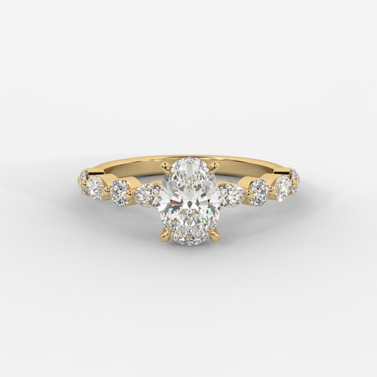 Nadia Diamond Petal Band Ring - Oval